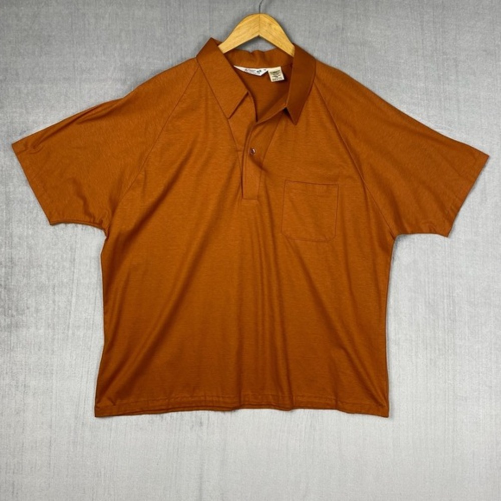 Vtg 70s 80s Resort Ware Polo Shirt Mens 1X Short Sleeve Made In USA Burnt Orange